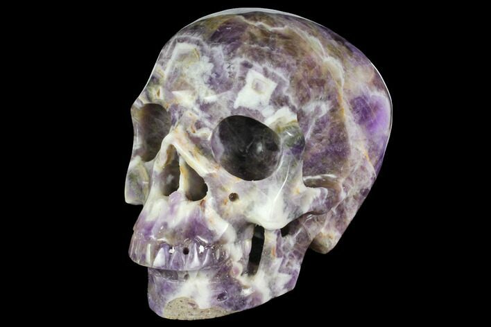Realistic, Carved Chevron Amethyst Skull #150864